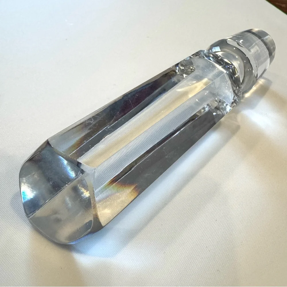 Vintage Six Sided Oblong Clear Glass Decanter Stopper Substantial 6”